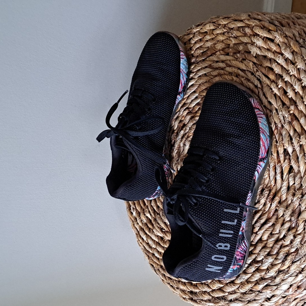 NOBULL Womens SUPERFABRIC Black Training/Athletic Sneakers Palm‎ Print Soles S-7